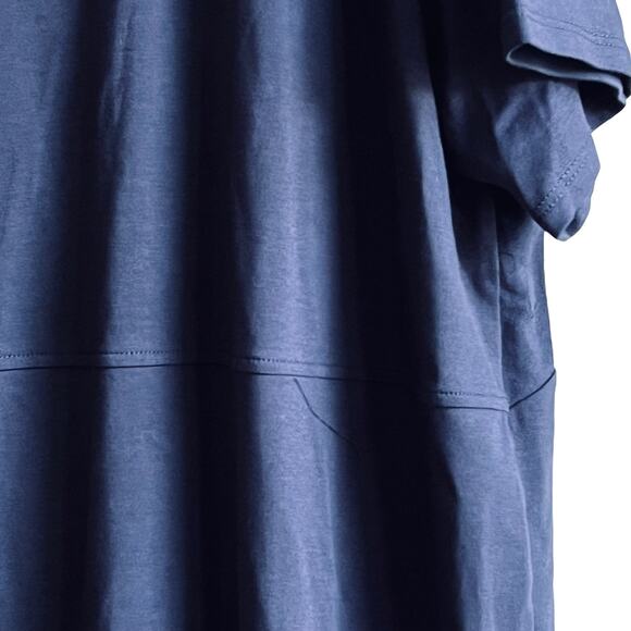 Eileen Fisher Navy Jersey Shift T-Shirt Dress 3X Organic Cotton Stretch Midi - Picture 7 of 7